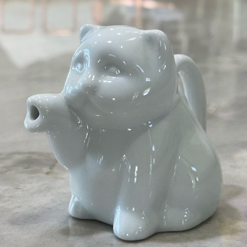 Homer Laughlin White Ceramic Cat Teapot